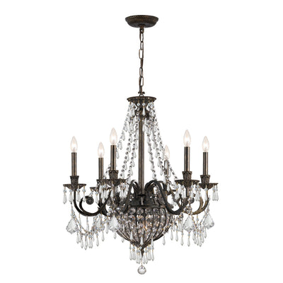 Vanderbilt 6 Light Hand Cut Crystal English Bronze Chandelier Chandelier Crystorama