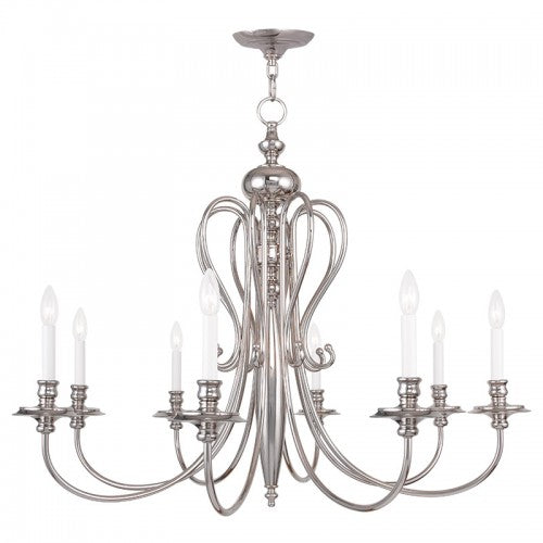 8 Light Polished Nickel Chandelier Chandelier Livex