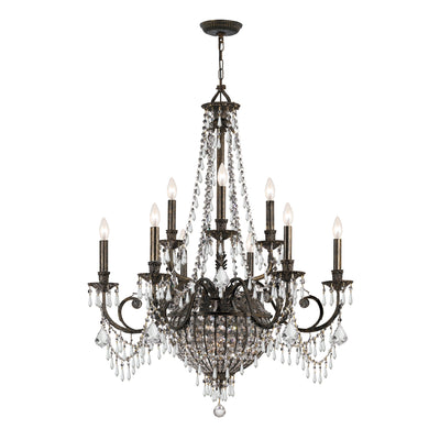 Vanderbilt 12 Light Hand Cut Crystal English Bronze Chandelier Chandelier Crystorama