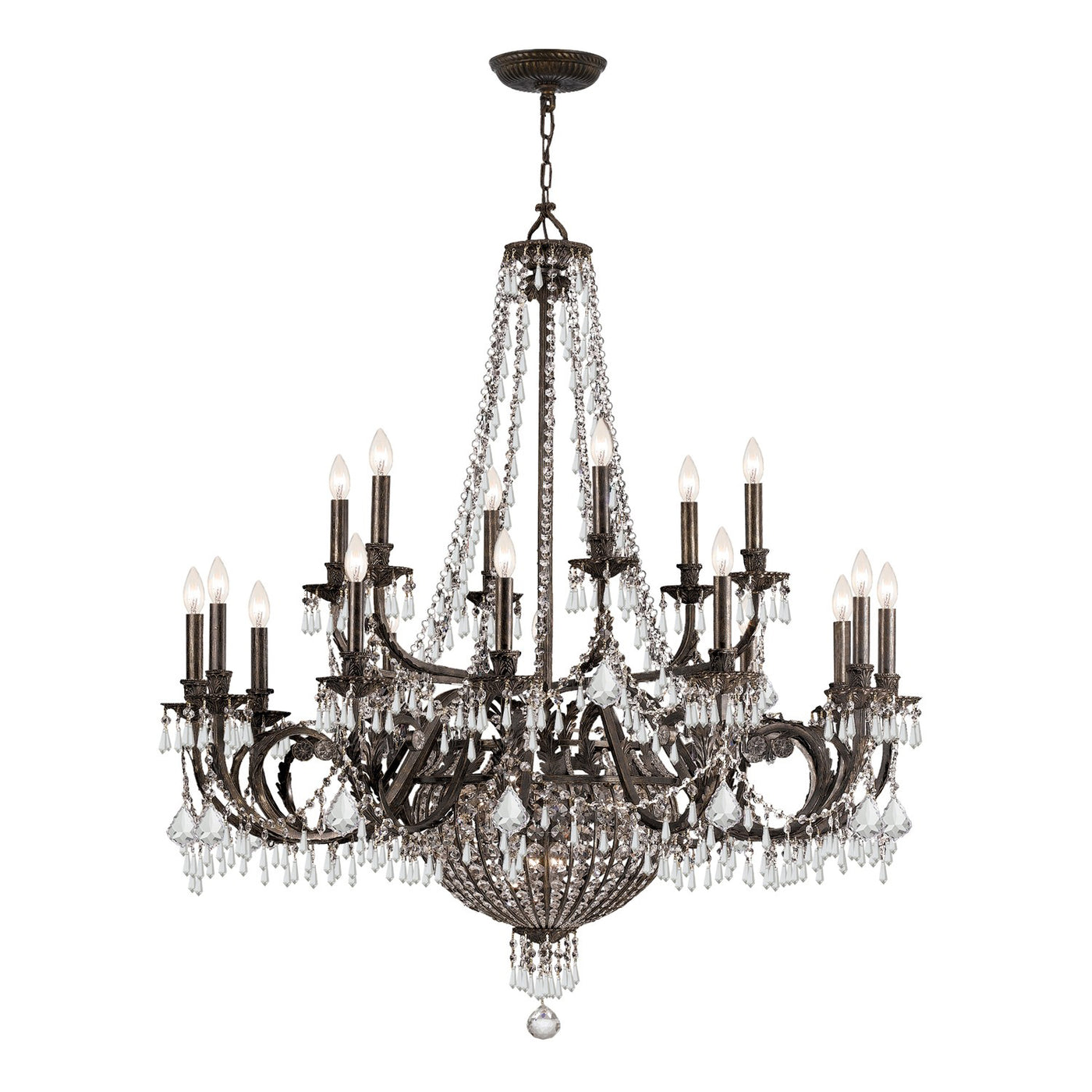 Vanderbilt 23 Light Hand Cut Crystal English Bronze Chandelier Chandelier Crystorama