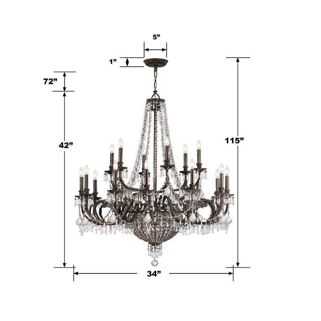 Vanderbilt 23 Light Hand Cut Crystal English Bronze Chandelier Chandelier Crystorama