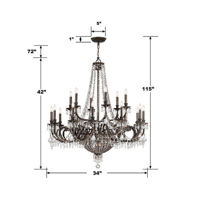 Vanderbilt 23 Light Hand Cut Crystal English Bronze Chandelier Chandelier Crystorama