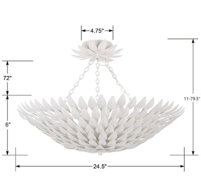 Broche 6 Light Matte White Semi Flush Mount Semi Flush Crystorama