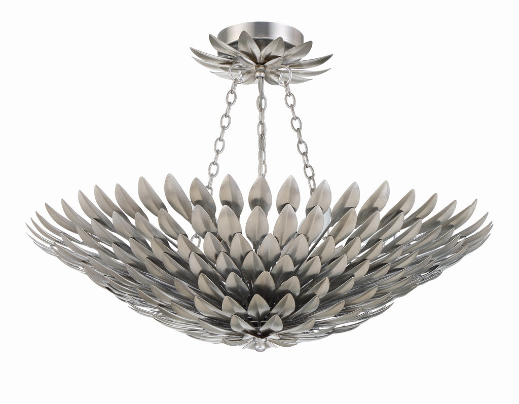 Broche 6 Light Antique Silver Chandelier Chandelier Crystorama