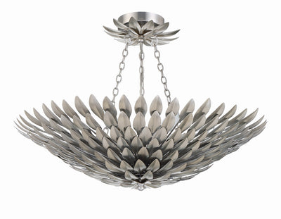 Broche 6 Light Antique Silver Chandelier Chandelier Crystorama