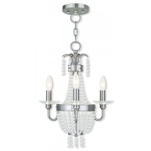 3 Light Brushed Nickel Chandelier/Ceiling Mount Chandelier Livex