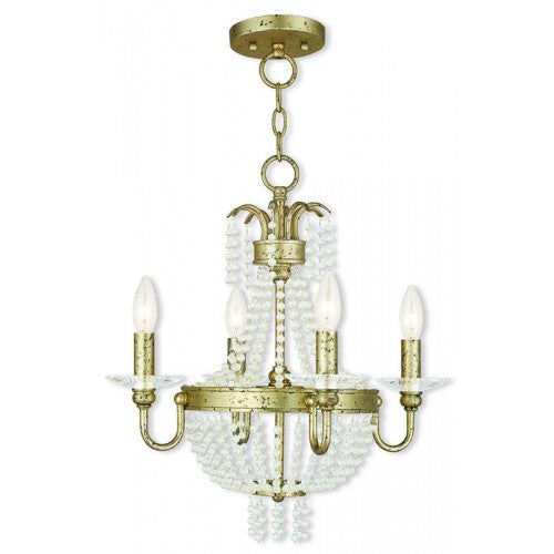 4 Light Winter Gold Chandelier/Ceiling Mount Chandelier Livex