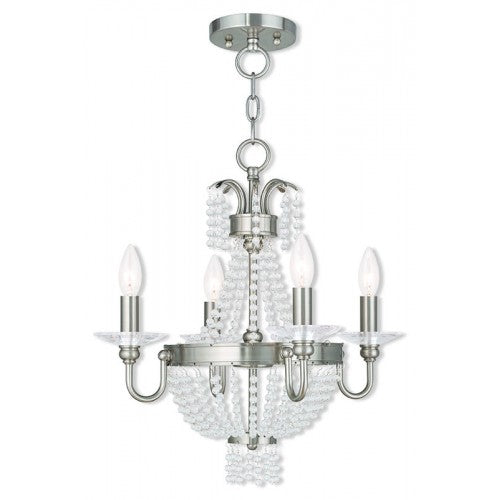 4 Light Brushed Nickel Chandelier/Ceiling Mount Chandelier Livex