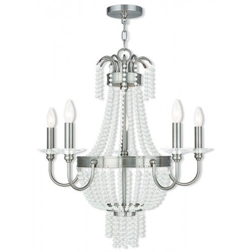 5 Light Brushed Nickel Chandelier Chandelier Livex