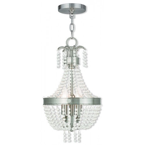 3 Light Brushed Nickel Single Pendant Chandelier Livex