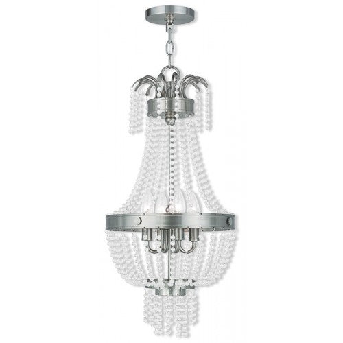 4 Light Brushed Nickel Single Pendant Chandelier Livex