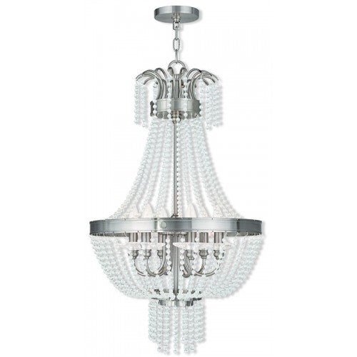 6 Light Brushed Nickel Pendant Chandelier Chandelier Livex