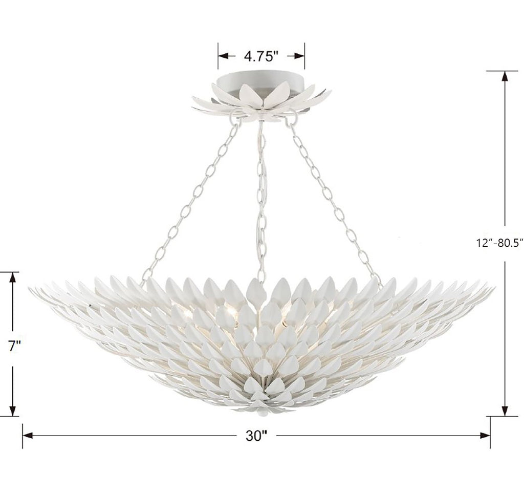 Broche 8 Light Matte White Semi Flush Mount Semi Flush Crystorama