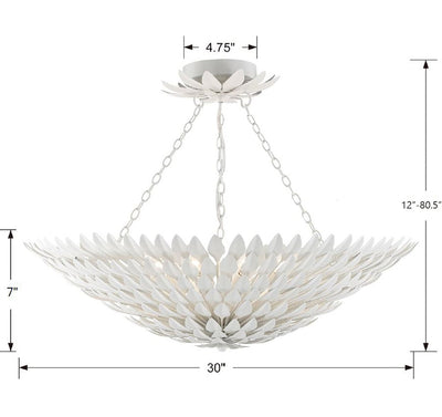 Broche 8 Light Matte White Semi Flush Mount Semi Flush Crystorama