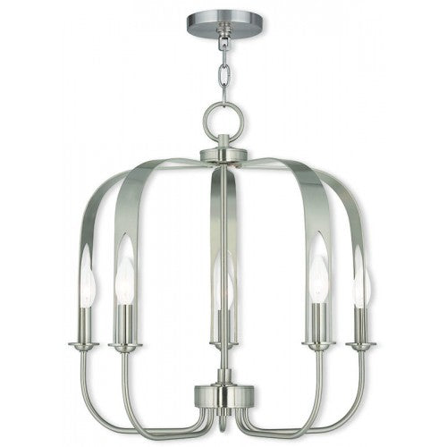 5 Light Brushed Nickel Chandelier Chandelier Livex