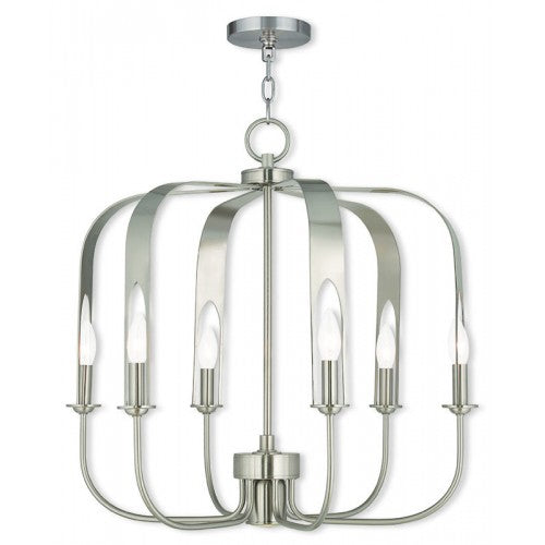 6 Light + 1 Light BN Chandelier Chandelier Livex