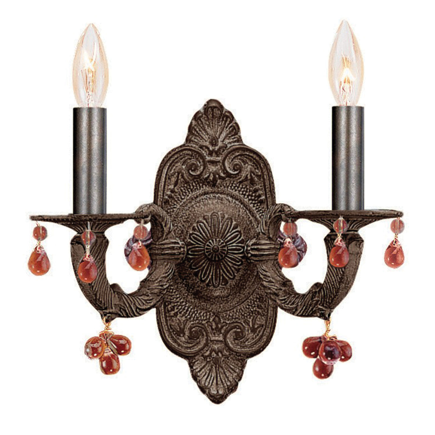 Paris Market 2 Light Amber Crystal Venetian Bronze Sconce Wall Sconce Crystorama