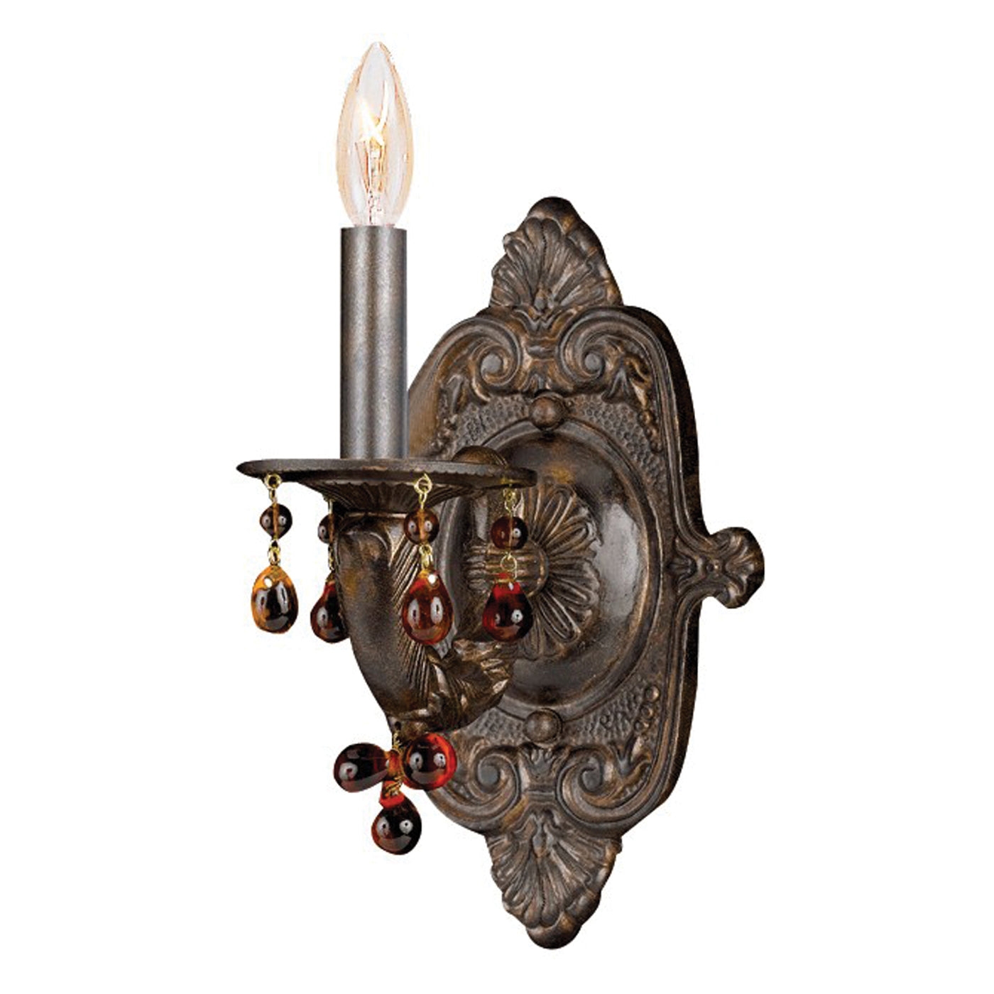 Paris Market 1 Light Amber Crystal Venetian Bronze Sconce Wall Sconce Crystorama