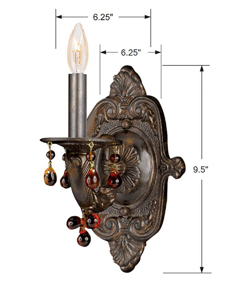 Paris Market 1 Light Amber Crystal Venetian Bronze Sconce Wall Sconce Crystorama