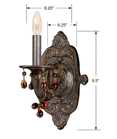 Paris Market 1 Light Amber Crystal Venetian Bronze Sconce Wall Sconce Crystorama