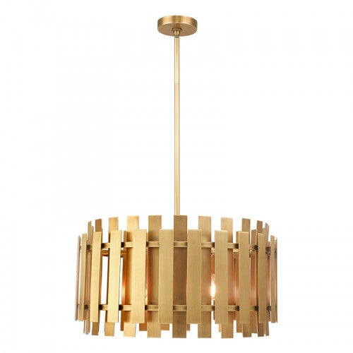 5 Light Natural Brass Pendant Chandelier Chandelier Livex