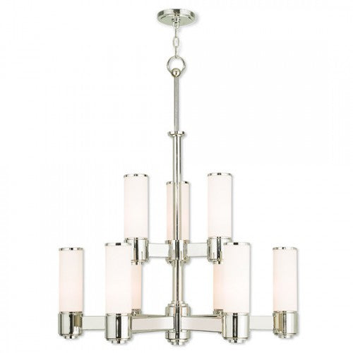 9 Light Polished Nickel Chandelier Chandelier Livex