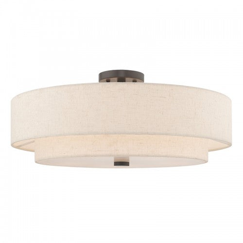 5 Light English Bronze Ceiling Mount Semi Flush Livex