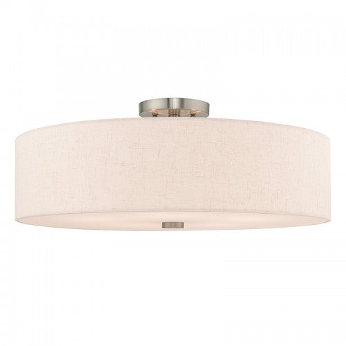 5 Light Brushed Nickel Ceiling Mount Semi Flush Livex