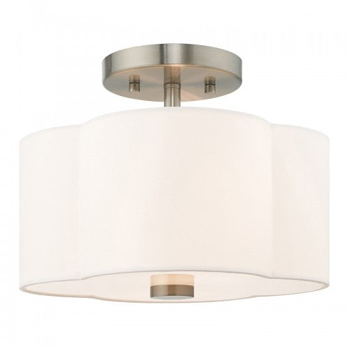 2 Light Brushed Nickel Ceiling Mount Semi Flush Livex