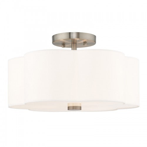 3 Light Brushed Nickel Ceiling Mount Semi Flush Livex