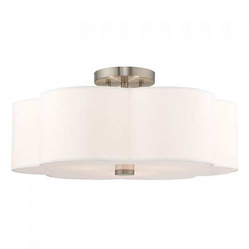 3 Light Brushed Nickel Ceiling Mount Semi Flush Livex