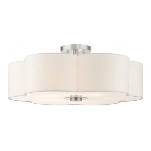 5 Light Brushed Nickel Semi Flush Semi Flush Livex