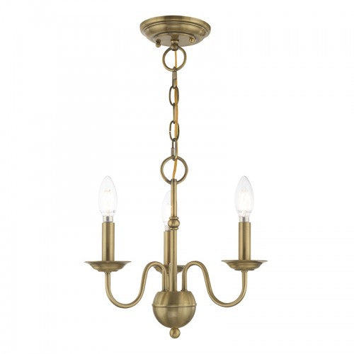 3 Light Antique Brass Chandelier Chandelier Livex