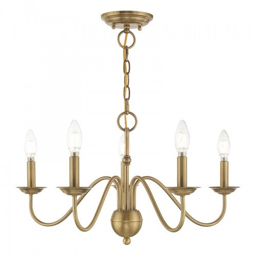 5 Light Antique Brass Chandelier Chandelier Livex