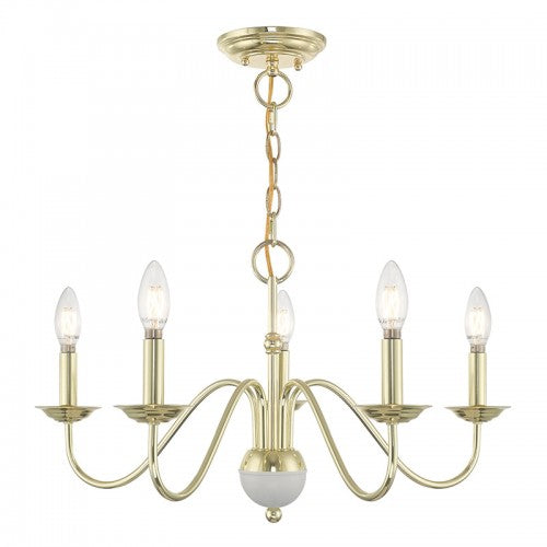 5 Light Polished Brass Chandelier Chandelier Livex