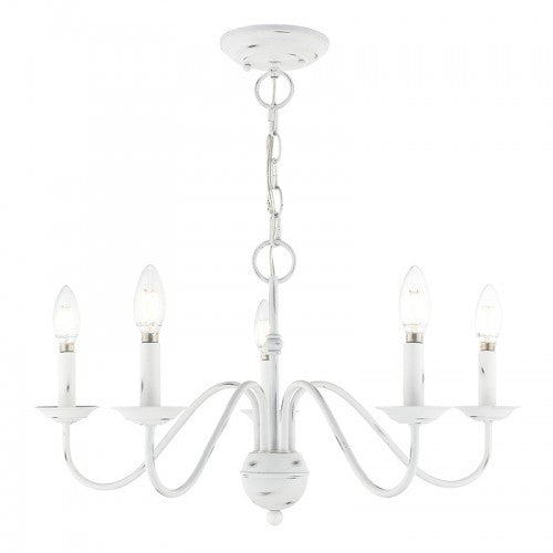 5 Light Antique White Chandelier Chandelier Livex