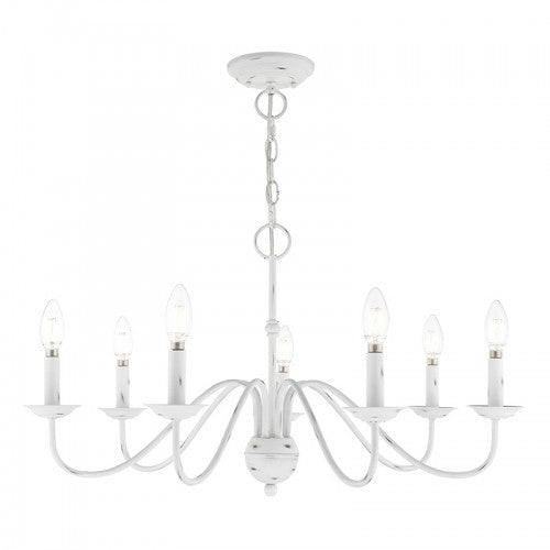 7 Light Antique White Chandelier Chandelier Livex