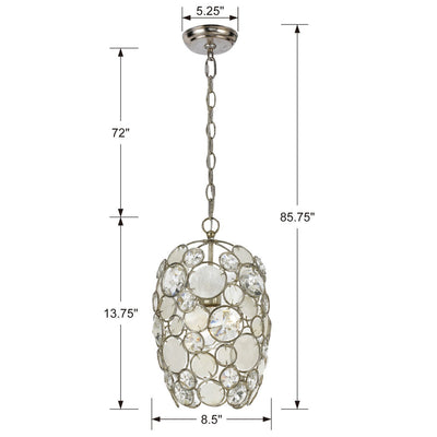 Palla 1 Light Antique Silver Mini Pendant Pendant Crystorama