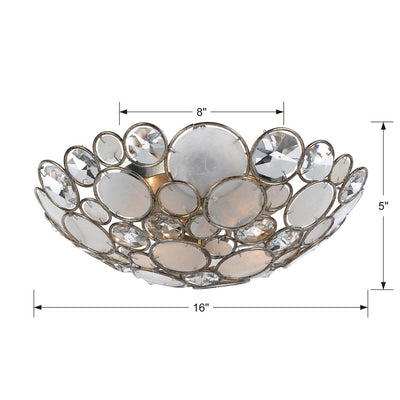 Palla 3 Light Antique Silver Flush Mount Semi Flush Crystorama