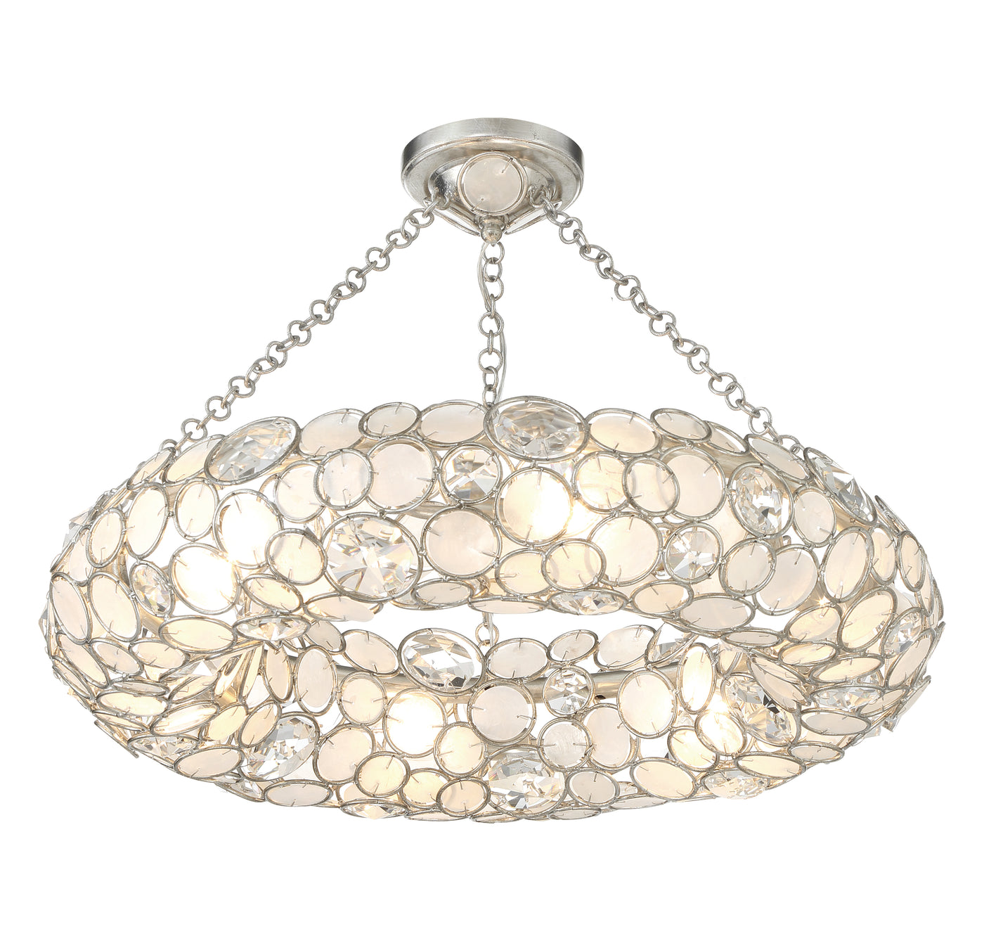 Palla 6 Light Antique Silver Semi Flush Mount Semi Flush Crystorama