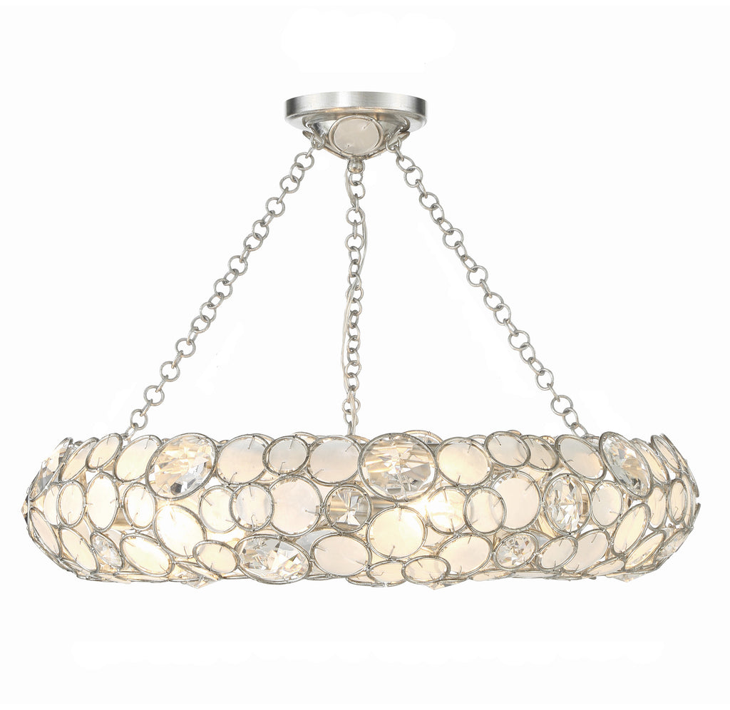 Palla 6 Light Antique Silver Semi Flush Mount Semi Flush Crystorama