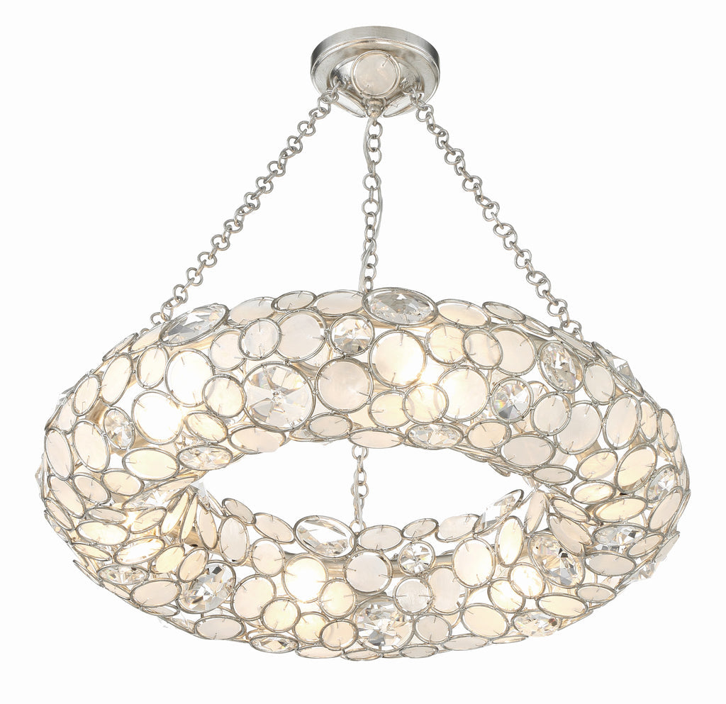 Palla 6 Light Antique Silver Semi Flush Mount Semi Flush Crystorama