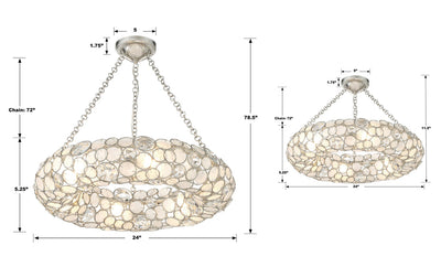 Palla 6 Light Antique Silver Semi Flush Mount Semi Flush Crystorama