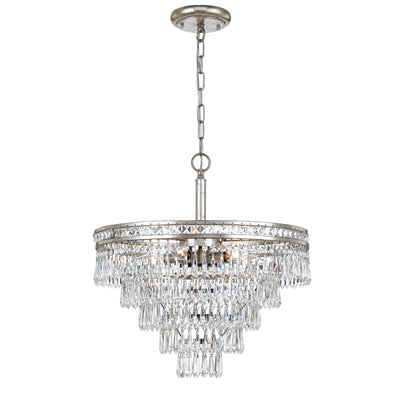 Mercer 7 Light Hand Cut Crystal Olde Silver Convertible Chandelier Chandelier Crystorama