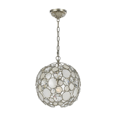 Palla 1 Light Antique Silver Sphere Pendant Pendant Crystorama