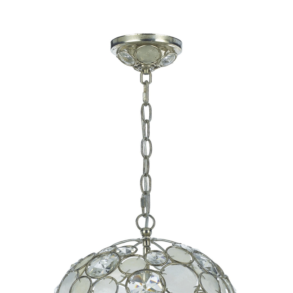 Palla 1 Light Antique Silver Sphere Pendant Pendant Crystorama