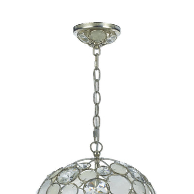 Palla 1 Light Antique Silver Sphere Pendant Pendant Crystorama