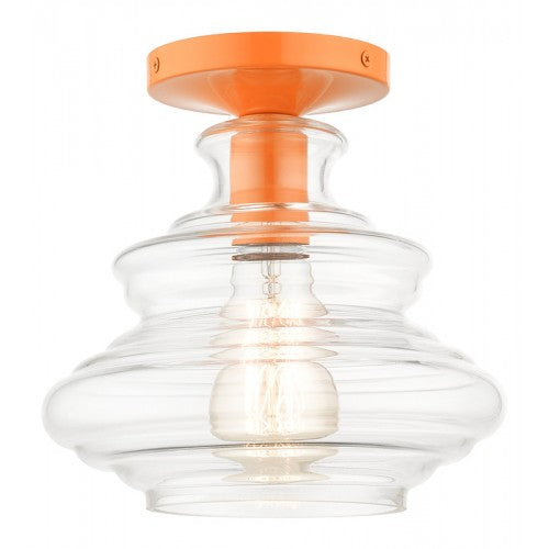 1 Light Shiny Orange Semi-Flush Semi Flush Livex