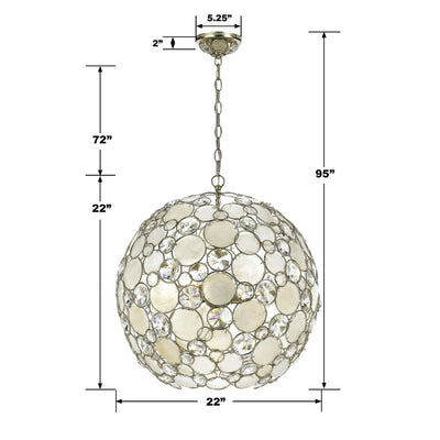 Palla 6 Light Antique Silver Sphere Chandelier Chandelier Crystorama