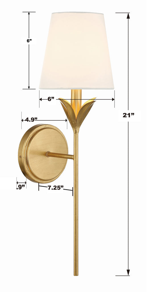 Broche 1 Light Antique Gold Sconce Wall Sconce Crystorama